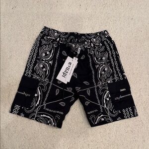 Guapi Black and White Paisley Shorts